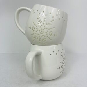 Unbranded Coffee Mug Set Unisex OS Snowflake White Embossed Excellent